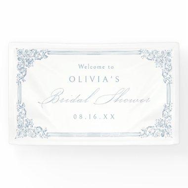 Dusty Blue Vintage Frame Elegant Bridal Shower Banner