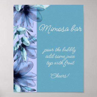 Dusty-blue violet aquamarine floral Mimosa bar Poster