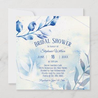 Dusty Blue Watercolor Bridal Shower Invitations