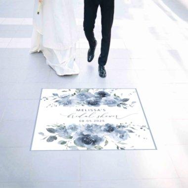 Dusty Blue Watercolor Floral Bridal Shower Floor Decals