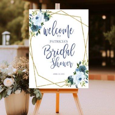 Dusty Blue Watercolor Floral  Welcome Foam Board