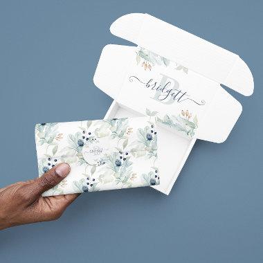 Dusty Blue Watercolor Floral Tissue Paper