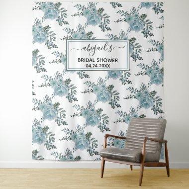 Dusty blue watercolor flowers floral  tapestry