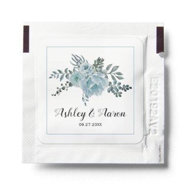 Dusty blue watercolor flowers floral wedding hand sanitizer packet