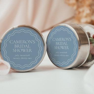 Dusty Blue | Wavy Scallop Border Bridal Shower Classic Round Sticker