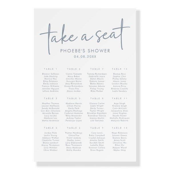 Dusty Blue & White  Seating Chart Foam Board