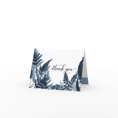 Dusty Blue White Fern Frond Bridal Thank You Note