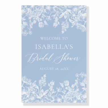 Dusty Blue White Floral  Welcome Sign