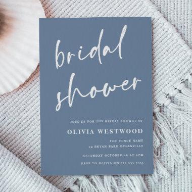 Dusty Blue & White Modern Bridal Shower Invitations
