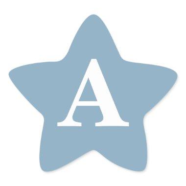 Dusty Blue White Monograms Simple  Star Sticker