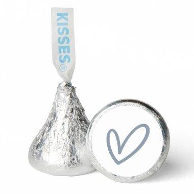 Dusty Blue & White Simple Heart Outline Label for Hershey®'s Kisses®