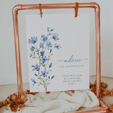 Dusty Blue Wildflower Bridal Shower Advice Sign