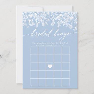 Dusty Blue Wildflower Bridal Shower Bingo Game Invitations