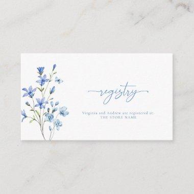 Dusty Blue Wildflower Bridal Shower Gift Registry Enclosure Invitations