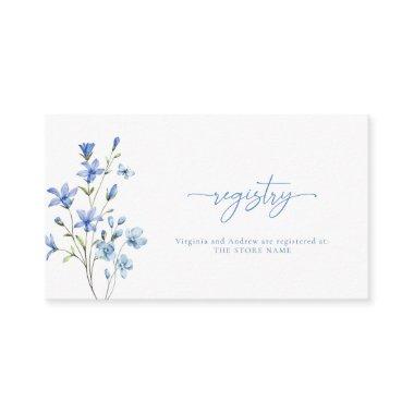 Dusty Blue Wildflower Bridal Shower Gift Registry Enclosure Invitations