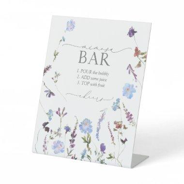 Dusty Blue Wildflower  Mimosa Bar Pedestal Sign