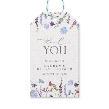 Dusty Blue Wildflower Bridal Shower Personal Gift Tags