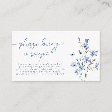 Dusty Blue Wildflower Bridal Shower Recipe Request Enclosure Invitations