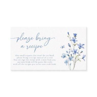 Dusty Blue Wildflower Bridal Shower Recipe Request Enclosure Invitations