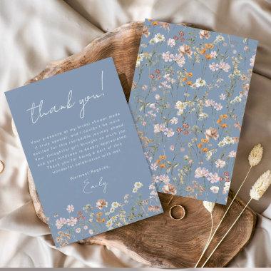 Dusty Blue Wildflower Bridal Shower Thank You Invitations Flyer