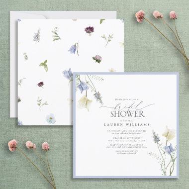 Dusty Blue Wildflower Floral Bridal Shower Invitations