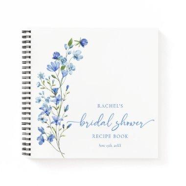 Dusty Blue Wildflower Personalized Recipe Notebook