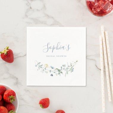 Dusty Blue Wildflower Rustic Boho  Napkins