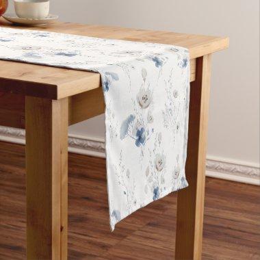 Dusty Blue Wildflower Short Table Runner