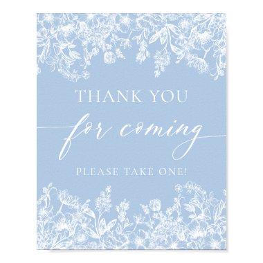 Dusty Blue Wildflower Thank You For Coming Sign