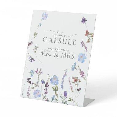 Dusty Blue Wildflower Time Capsule Pedestal Sign