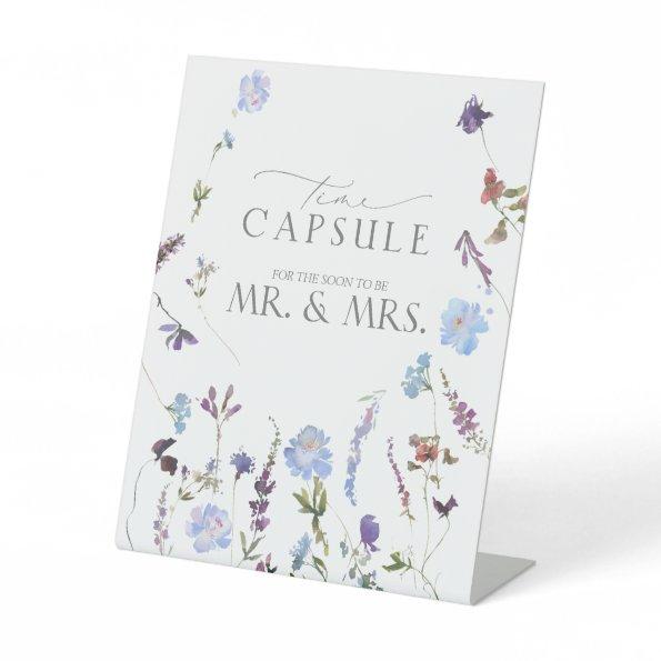 Dusty Blue Wildflower Time Capsule Pedestal Sign