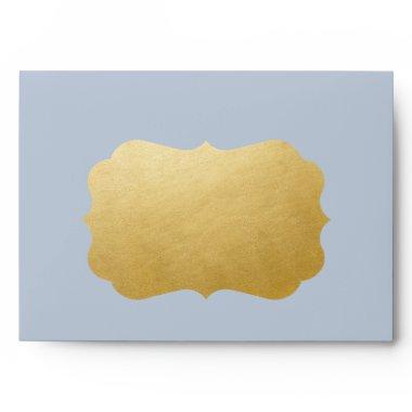 Dusty Blue with Gold Bracket Address Area Envelope
