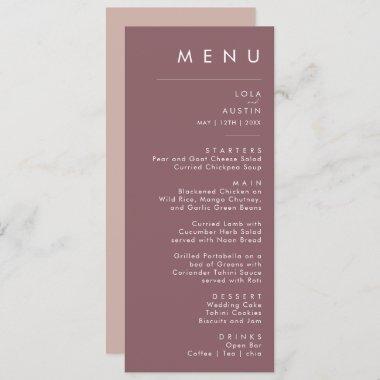 Dusty Boho | Purple and Rose Wedding Dinner Menu