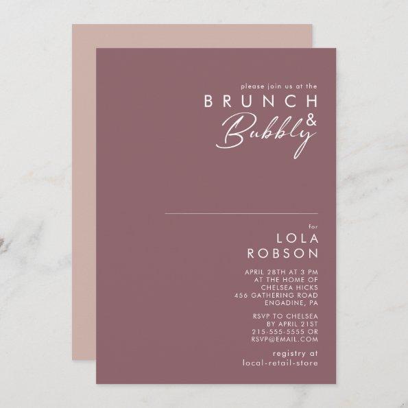 Dusty Boho Purple & Rose Brunch and Bubbly Shower Invitations