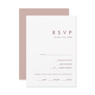 Dusty Boho | Rose and Purple Menu Choice RSVP Card