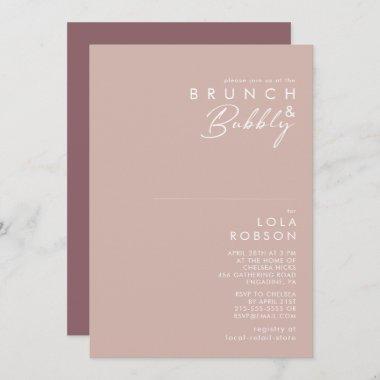 Dusty Boho Rose & Purple Brunch and Bubbly Shower Invitations