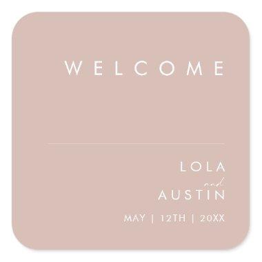 Dusty Boho | Rose Wedding Welcome Square Sticker