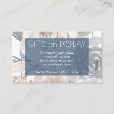 Dusty Floral | Smoky Blue Shower Gift on Display Enclosure Invitations
