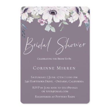 Dusty Garden Floral Bridal Shower Invitations