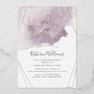 Dusty Gold and Mauve Bridal Shower Foil Invitations