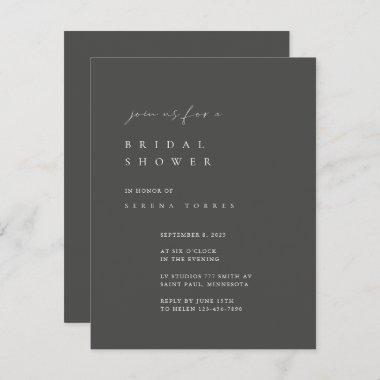 Dusty Gray Minimalist Bridal Shower Invitations