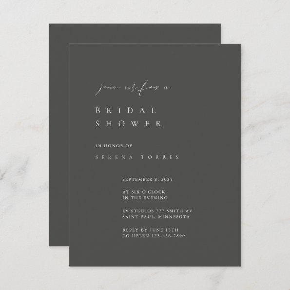 Dusty Gray Minimalist Bridal Shower Invitations