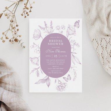 Dusty Lavender Line Art Floral