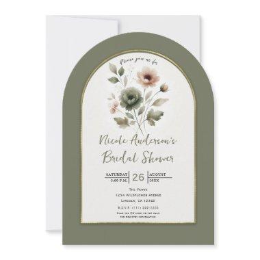 Dusty Olive & Pink Watercolor Floral
