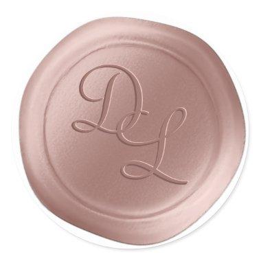 Dusty Pink 2 Letter Monogram Wax Seal Stickers