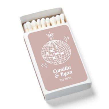 Dusty Pink Disco Wedding Favor Personalized Matchboxes