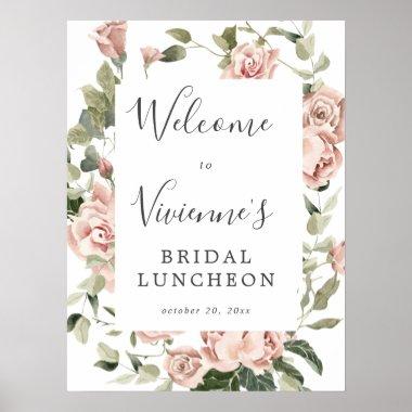 Dusty Pink Floral Bridal Luncheon Welcome Sign