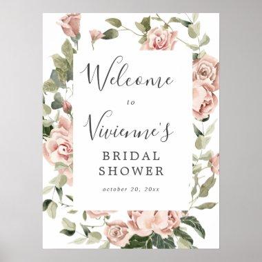 Dusty Pink Floral Bridal Shower Welcome Sign