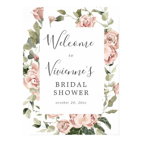 Dusty Pink Floral Bridal Shower Welcome Sign