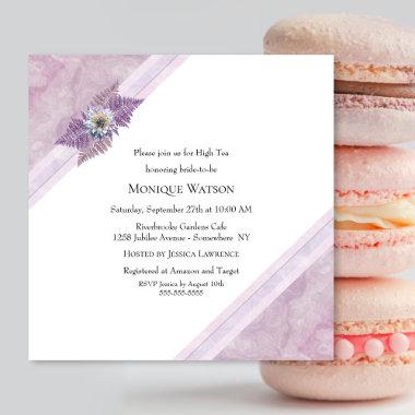 Dusty Pink Floral & Marble High Tea Bridal Shower Invitations